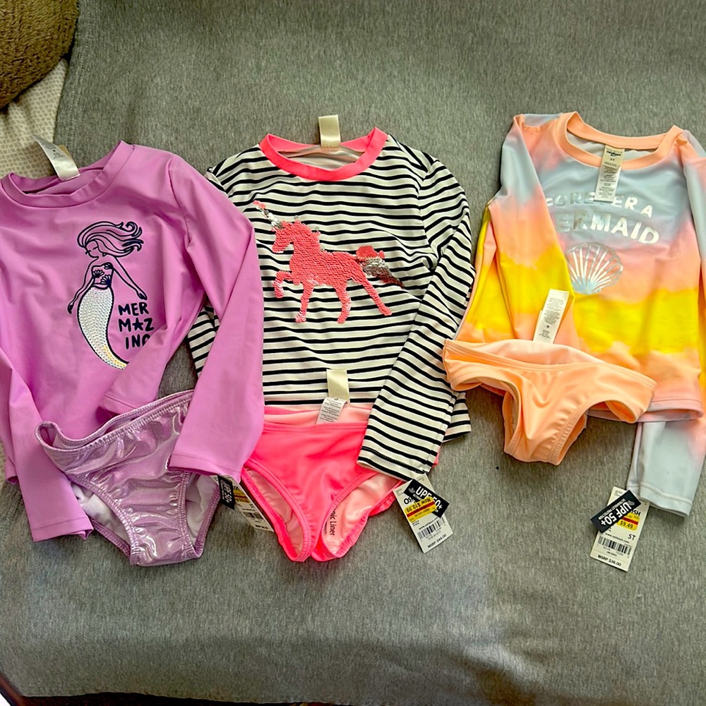 Bundle of 3 osh kosh size 5 t bathing suit sets NWT